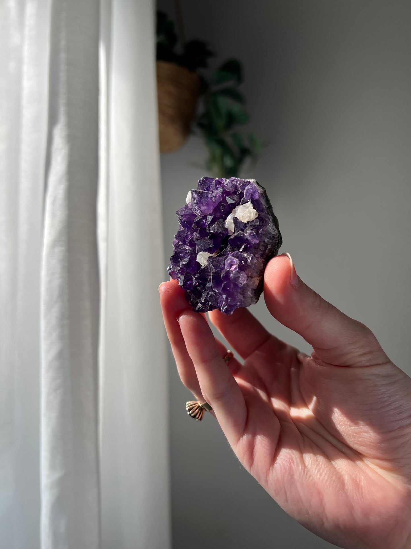 Amethyst Cluster with Calcite from Brazil