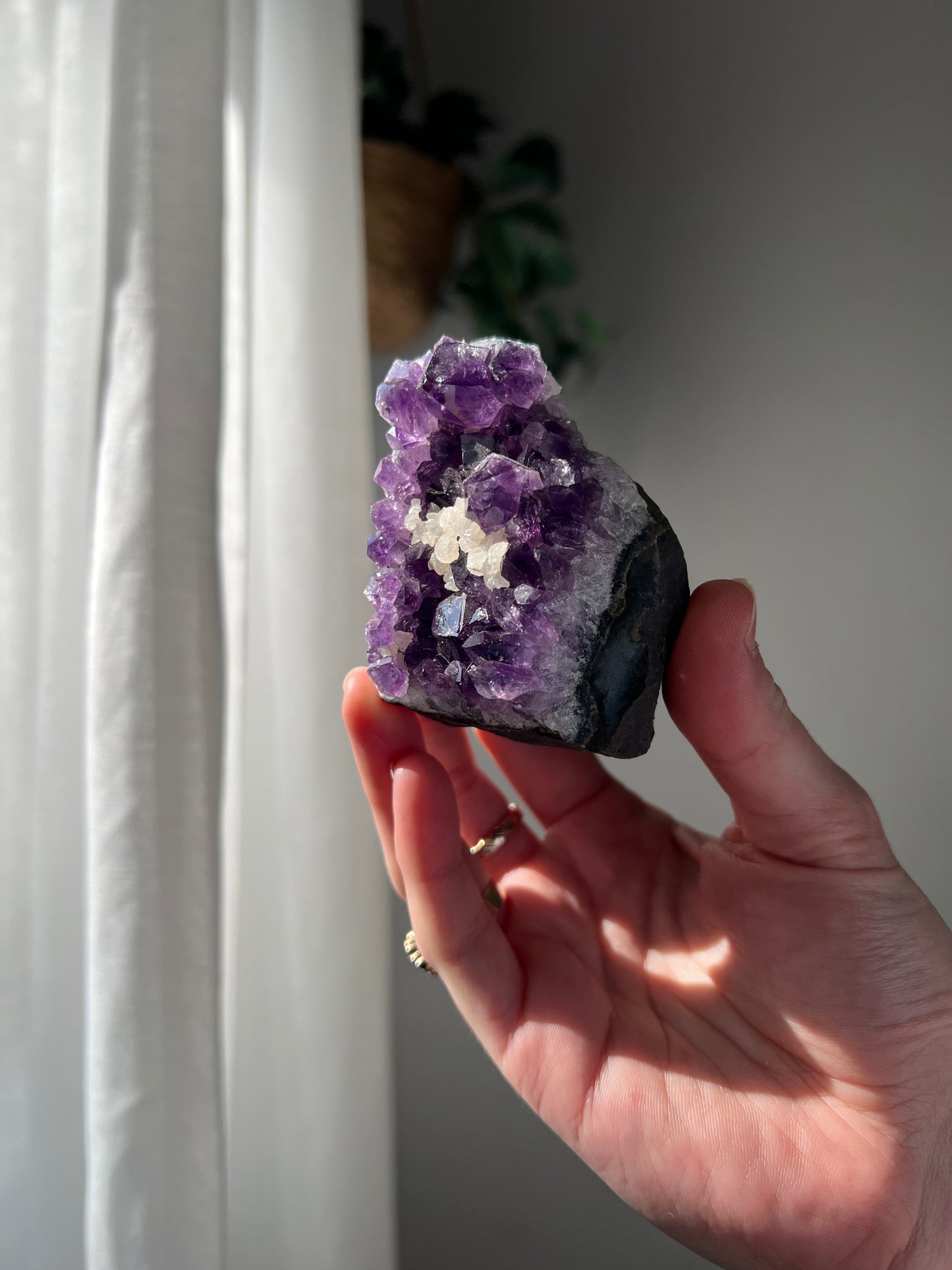 Amethyst Cluster with Calcite from Brazil