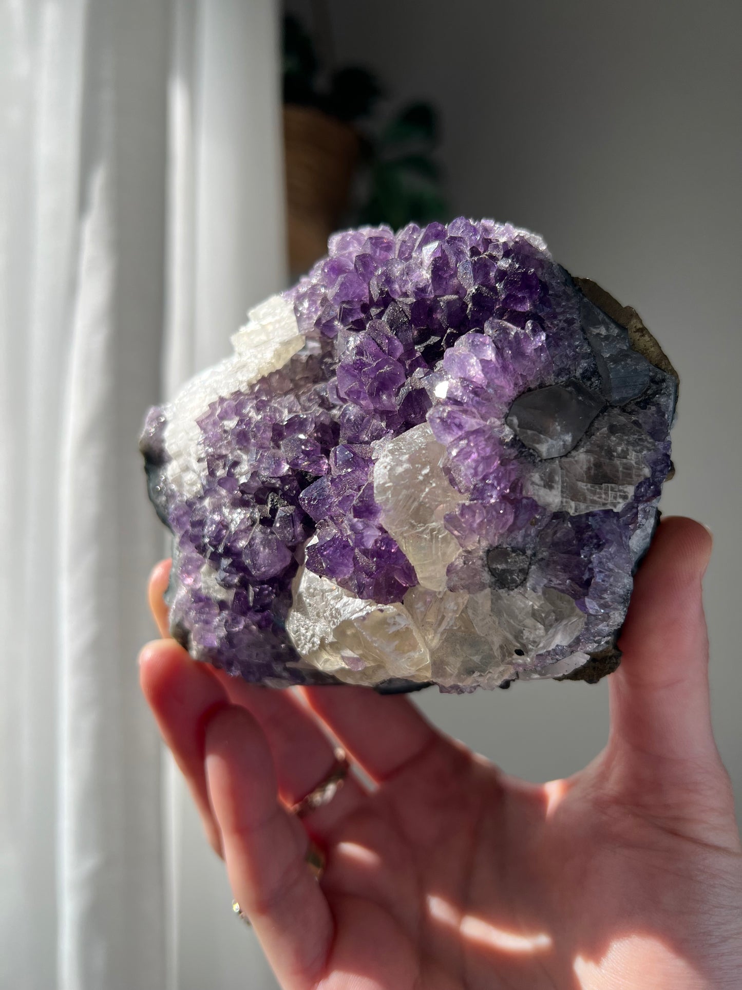 Amethyst Cluster with Calcite from Brazil