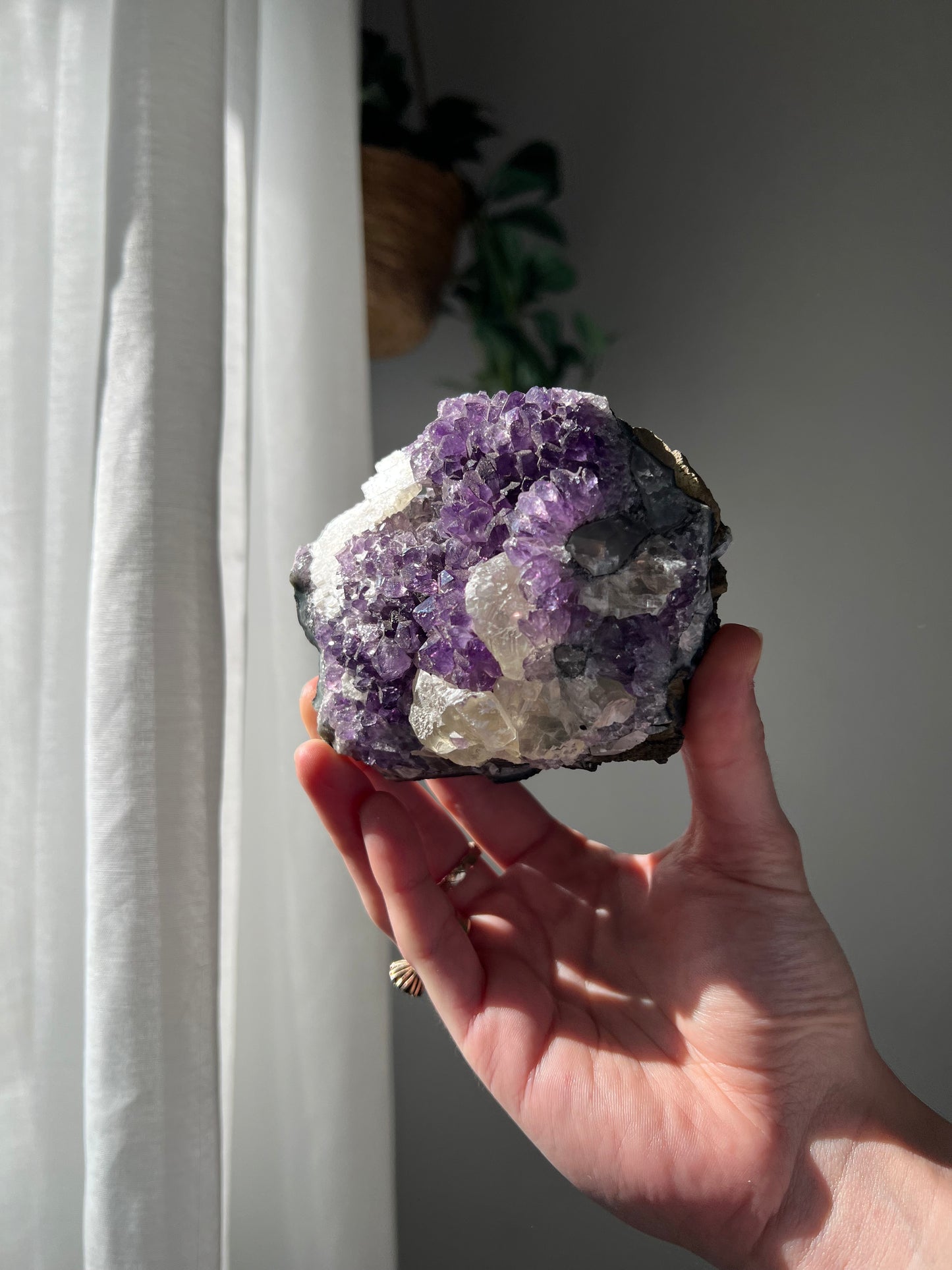 Amethyst Cluster with Calcite from Brazil