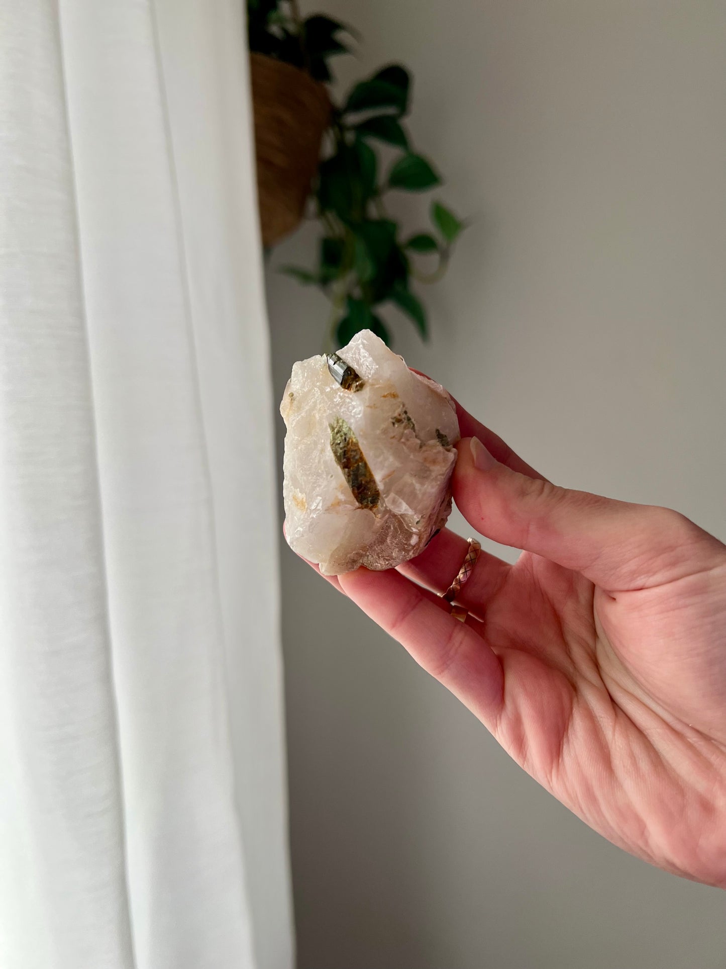 Green Tourmaline on Quartz from Brazil