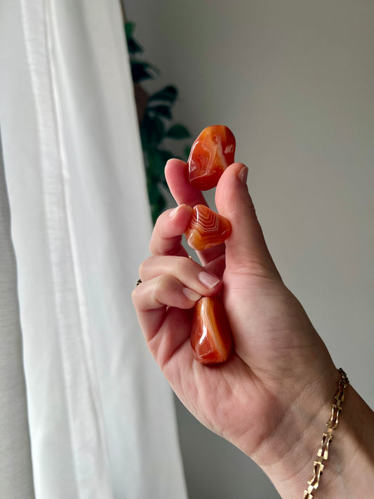 Carnelian tumbled stone from Brazil