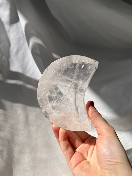 Clear Quartz crescent moon bowl from Brazil