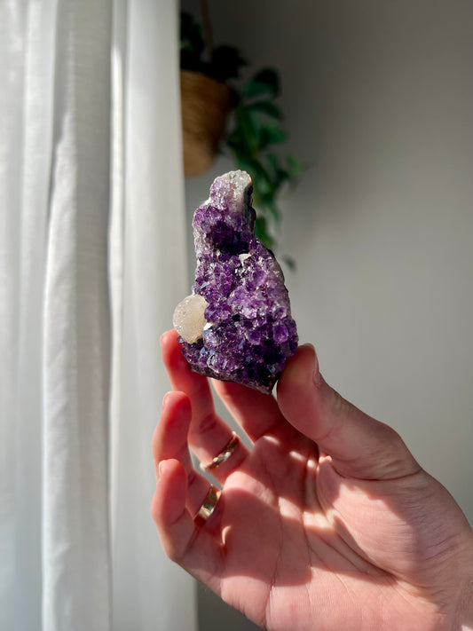 Amethyst Cluster with Calcite from Brazil