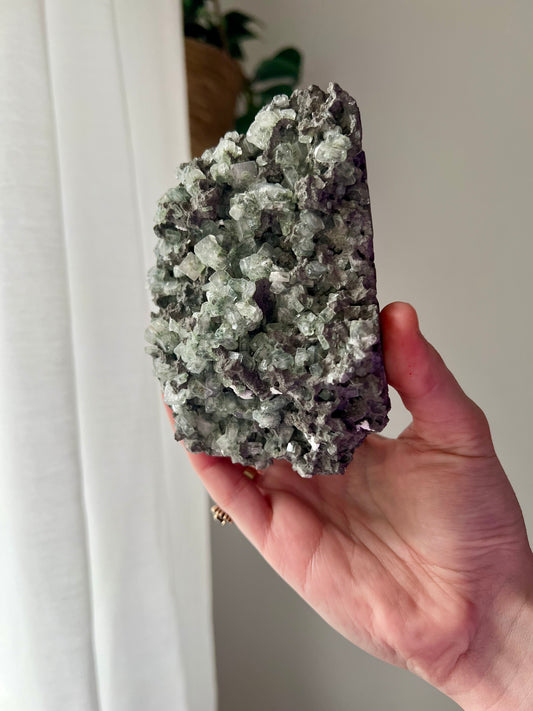 Green Apophyllite on Basalt from India