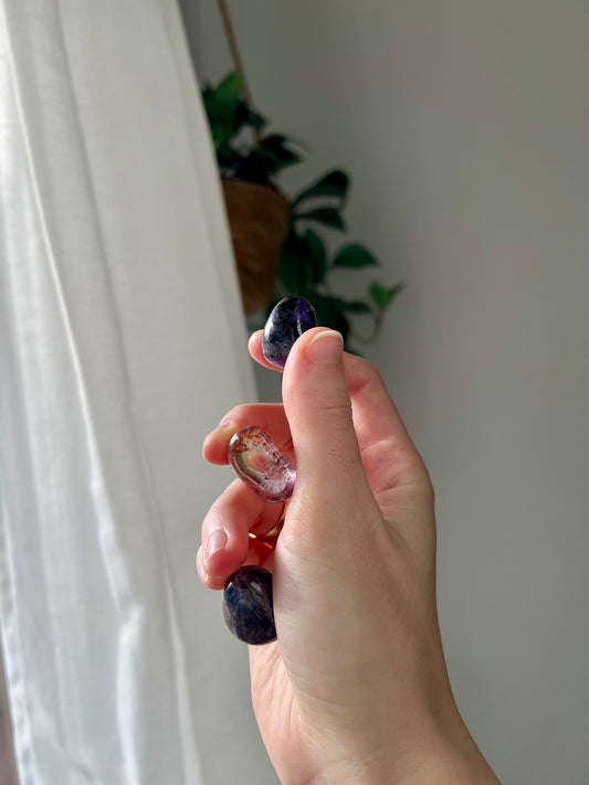 Trio of Charoite, Iolite an Ametrine