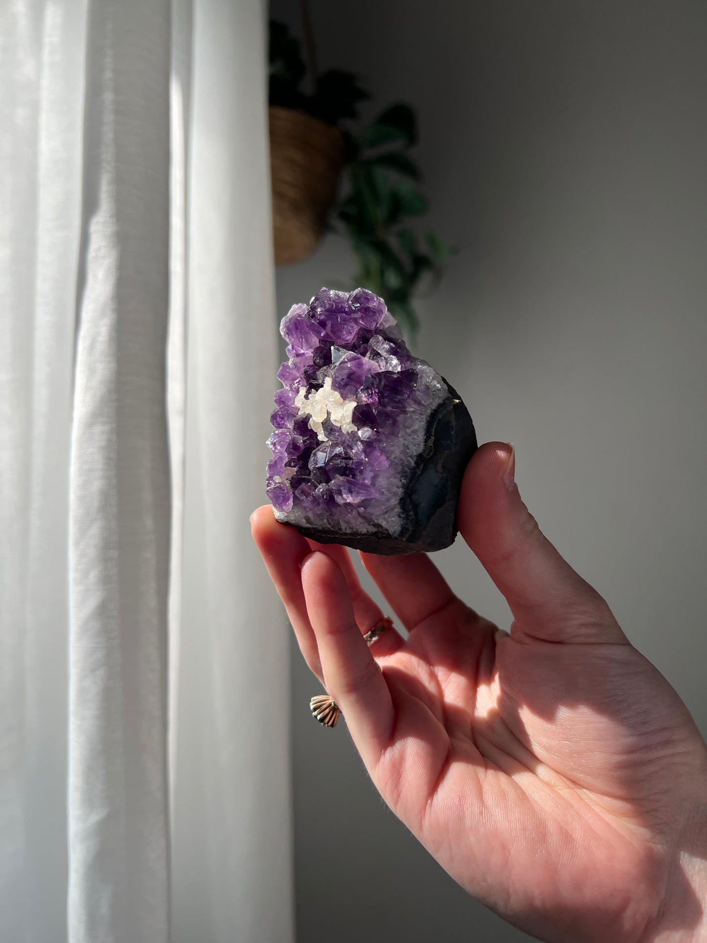 Amethyst Cluster with Calcite from Brazil