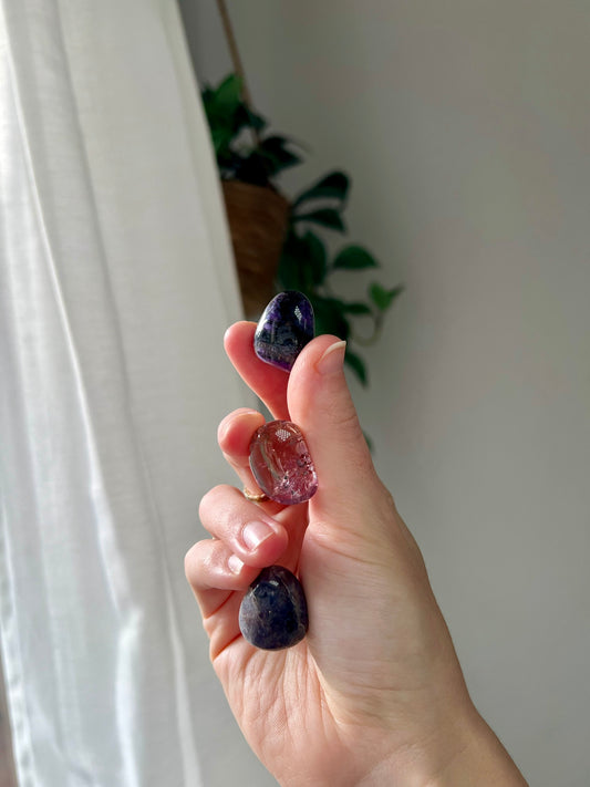 Trio of Charoite, Iolite an Ametrine