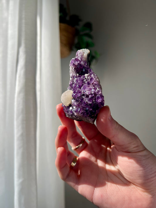 Amethyst Cluster with Calcite from Brazil