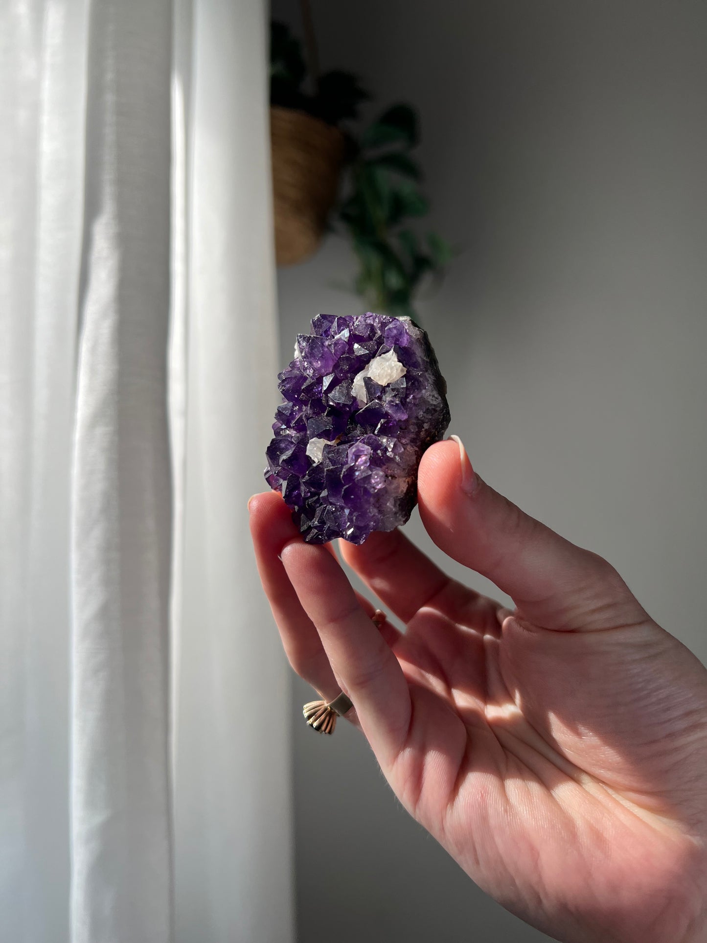 Amethyst Cluster with Calcite from Brazil