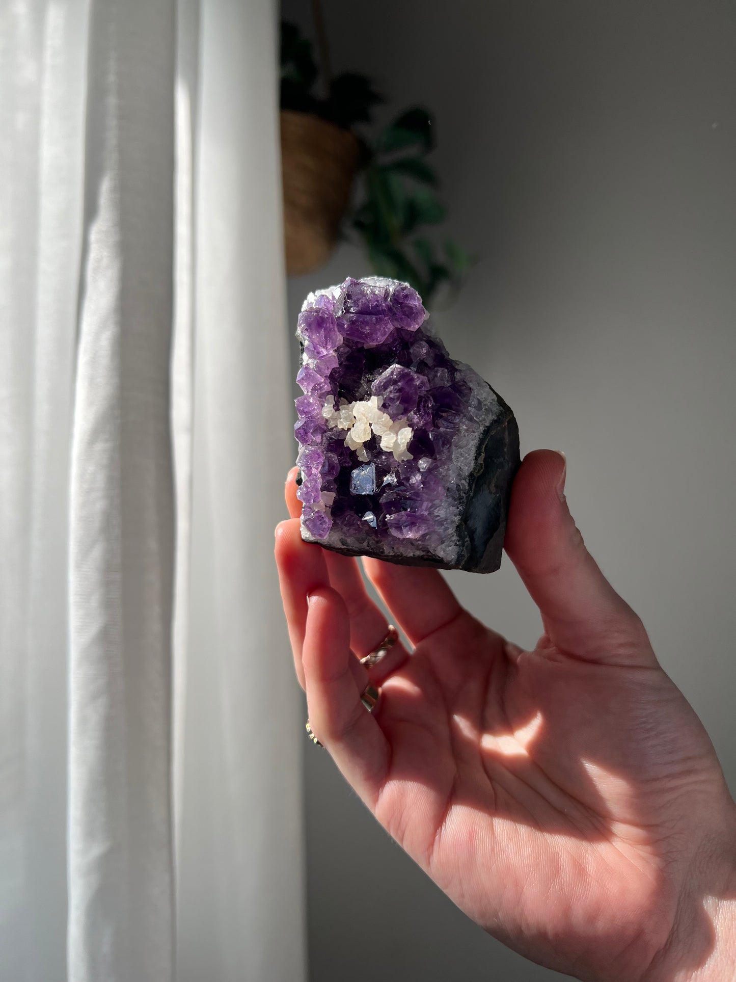 Amethyst Cluster with Calcite from Brazil