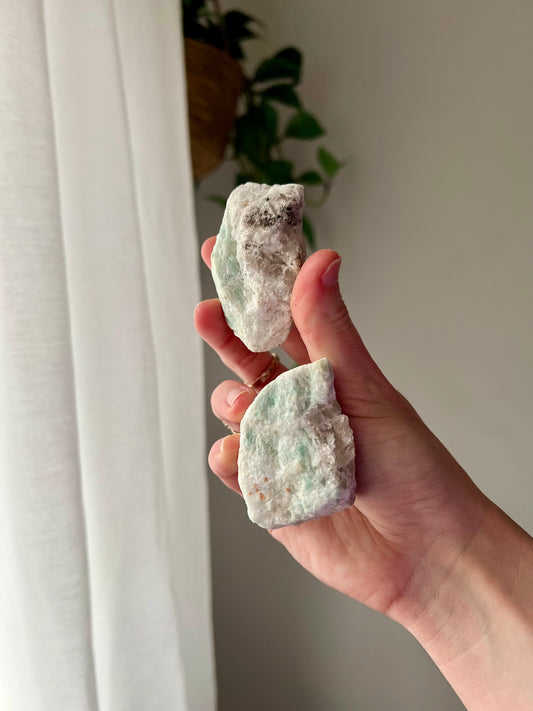 Rough Amazonite with Smokey Quartz from Brazil