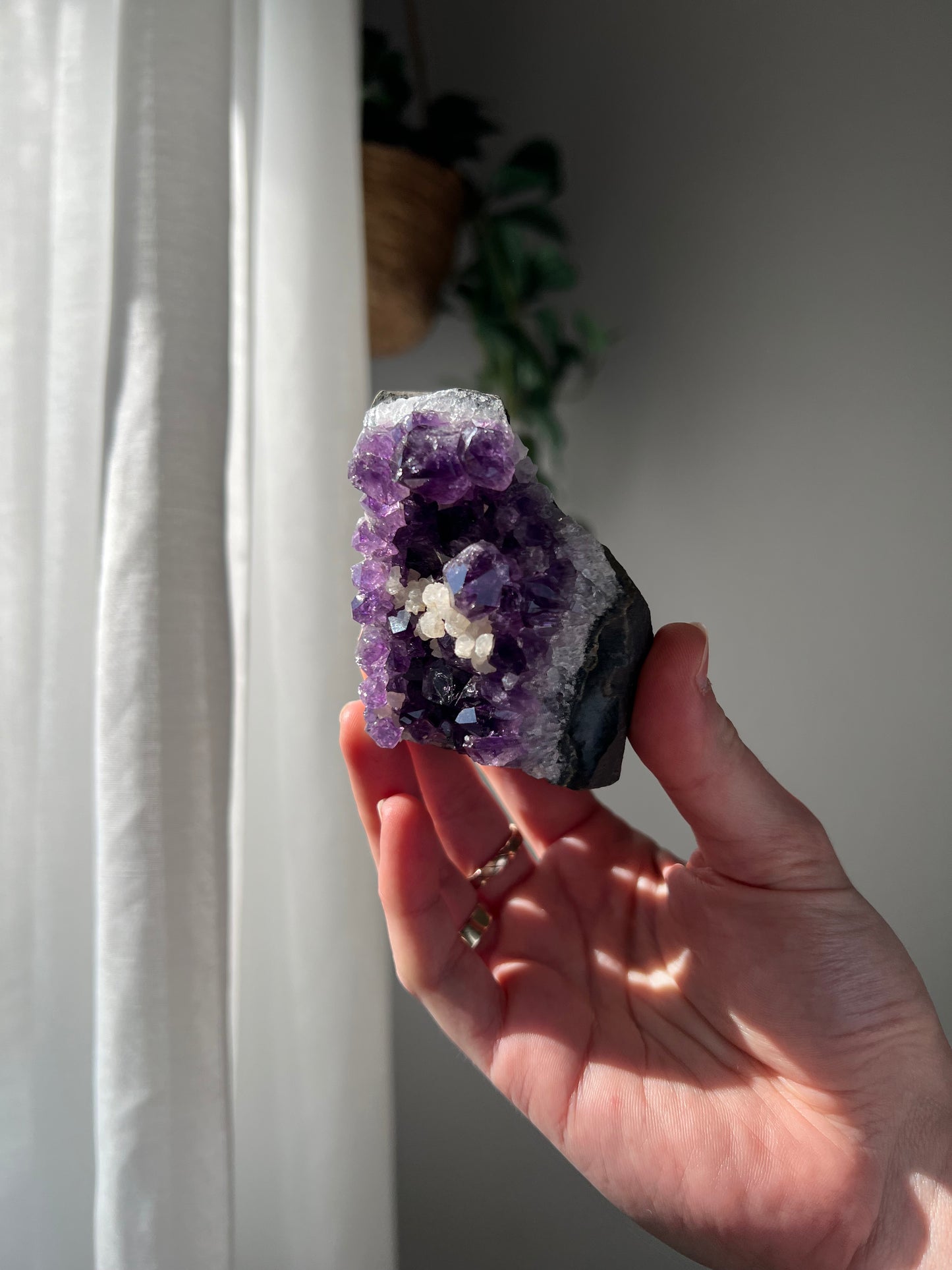 Amethyst Cluster with Calcite from Brazil