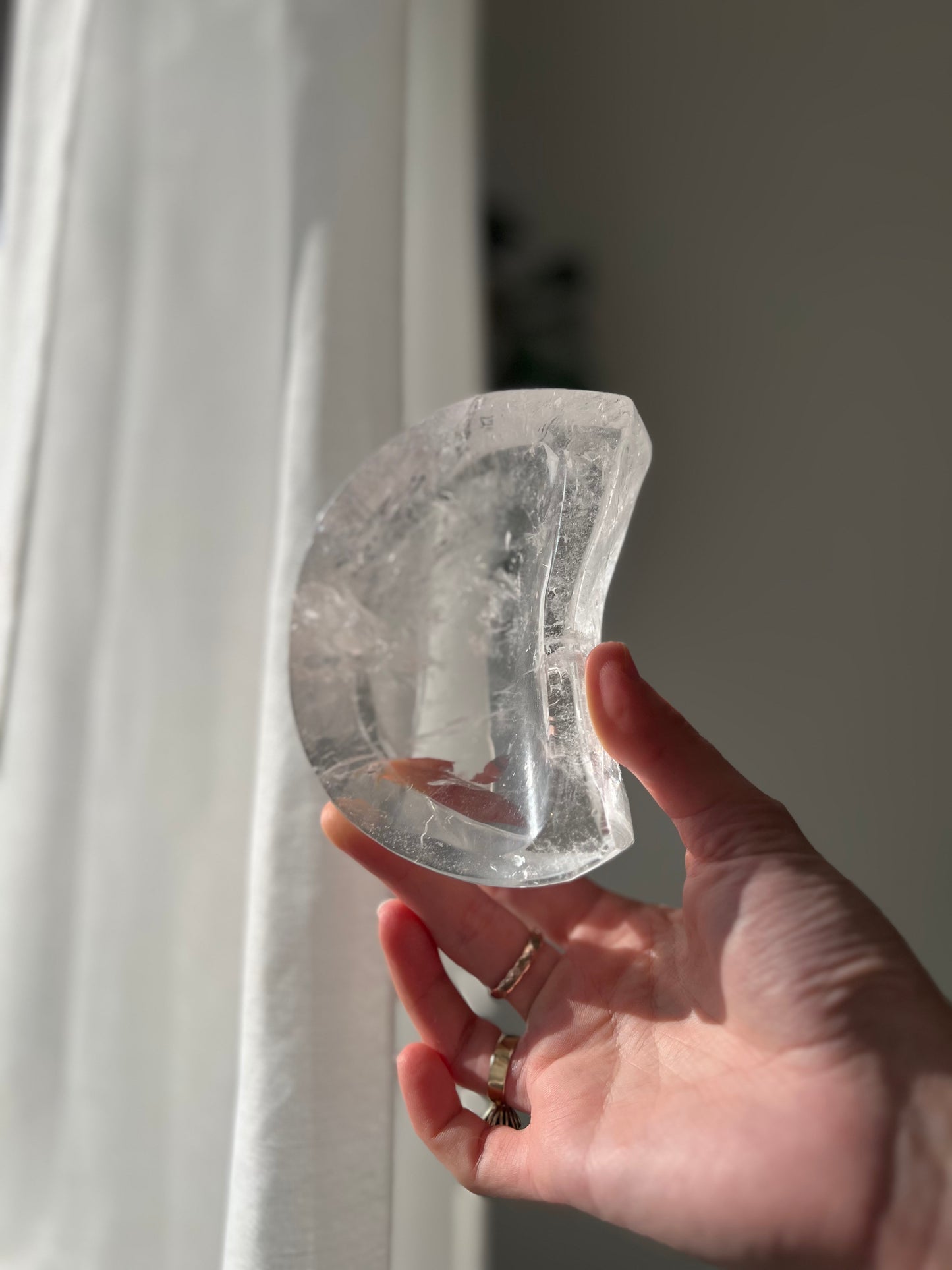 Clear Quartz cresent moon bowl from Brazil