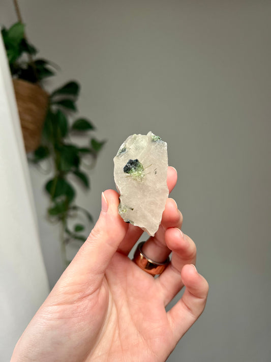 Green Tourmaline on Quartz from Brazil