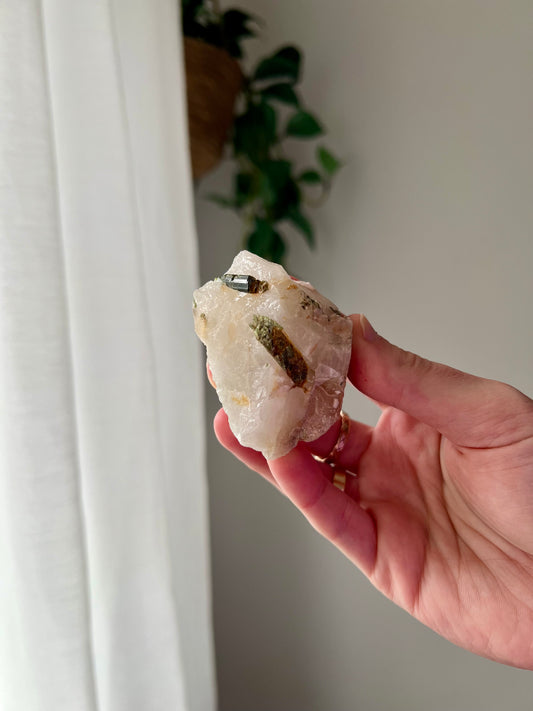 Green Tourmaline on Quartz from Brazil