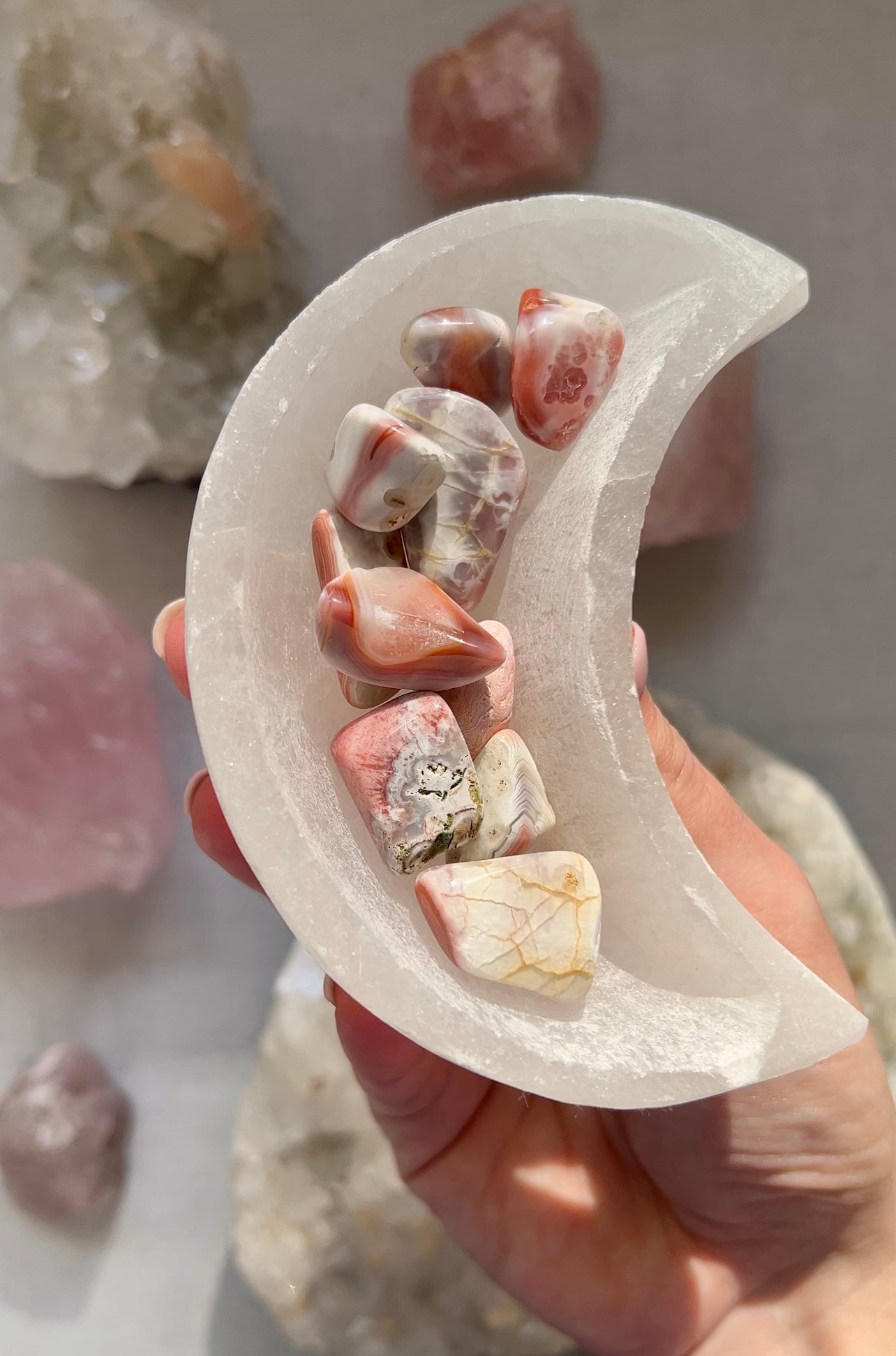 Pink Botswana Agate tumbled stone