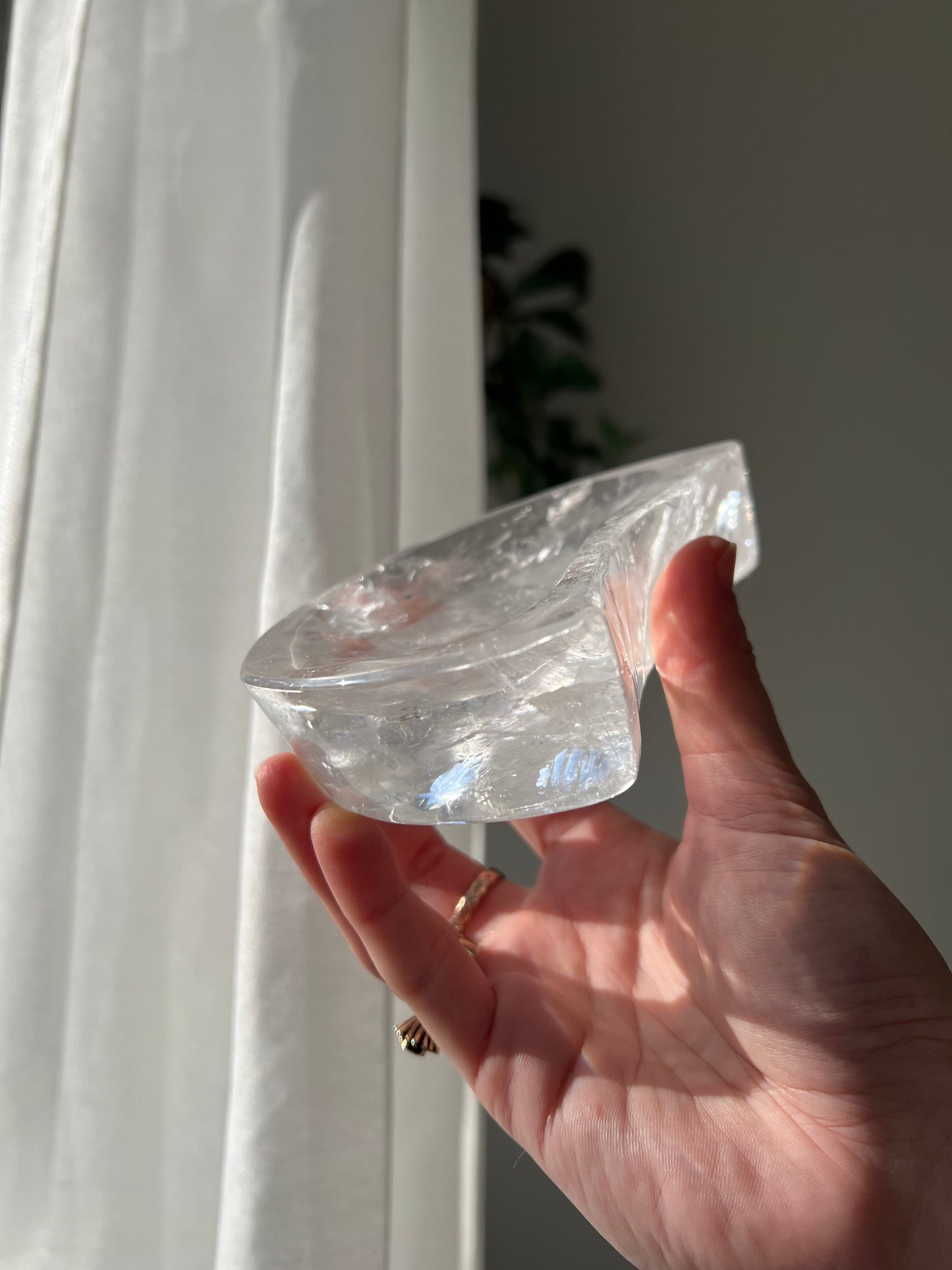 Clear Quartz cresent moon bowl from Brazil