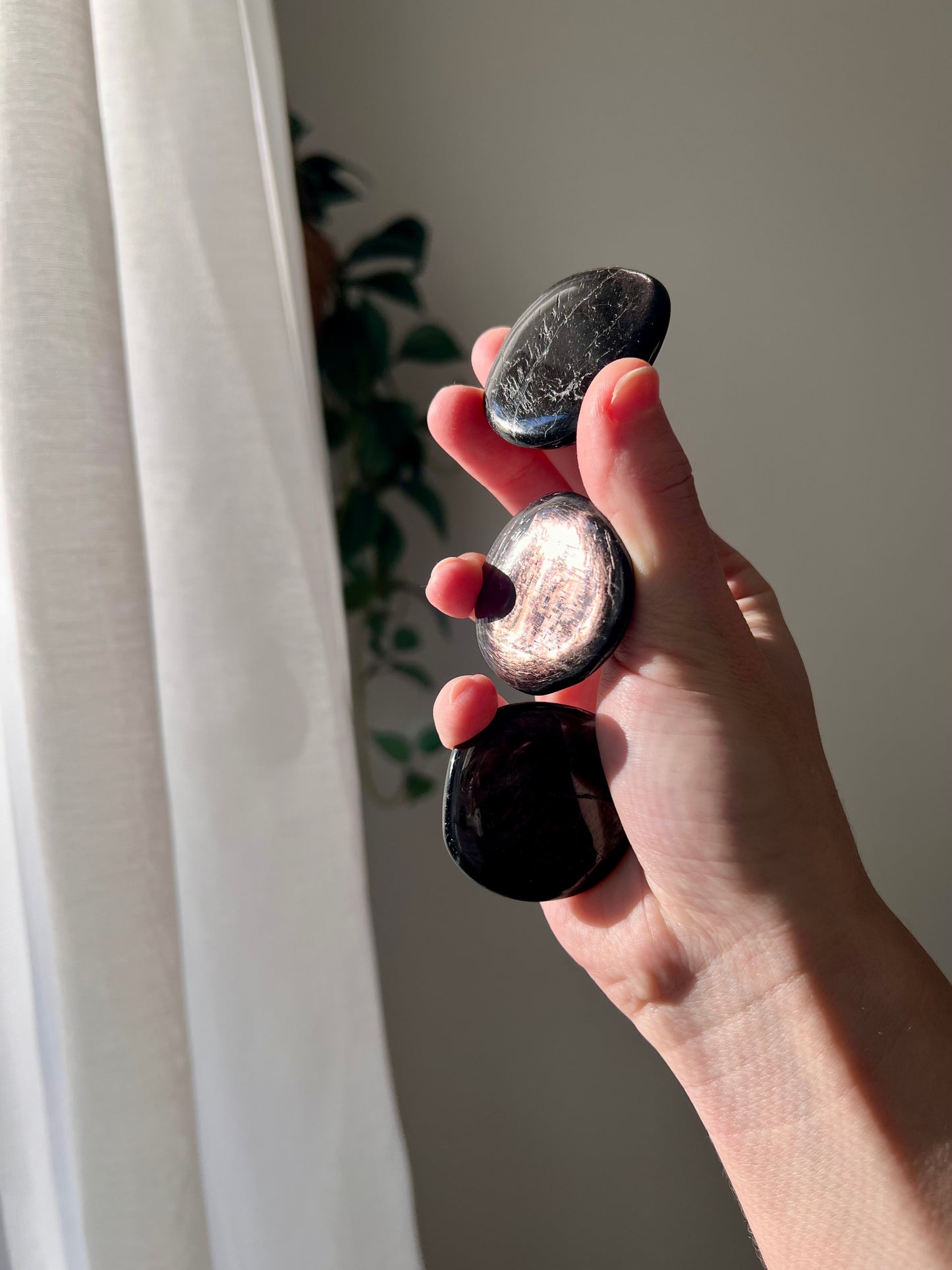 Hypersthene palm stone from India