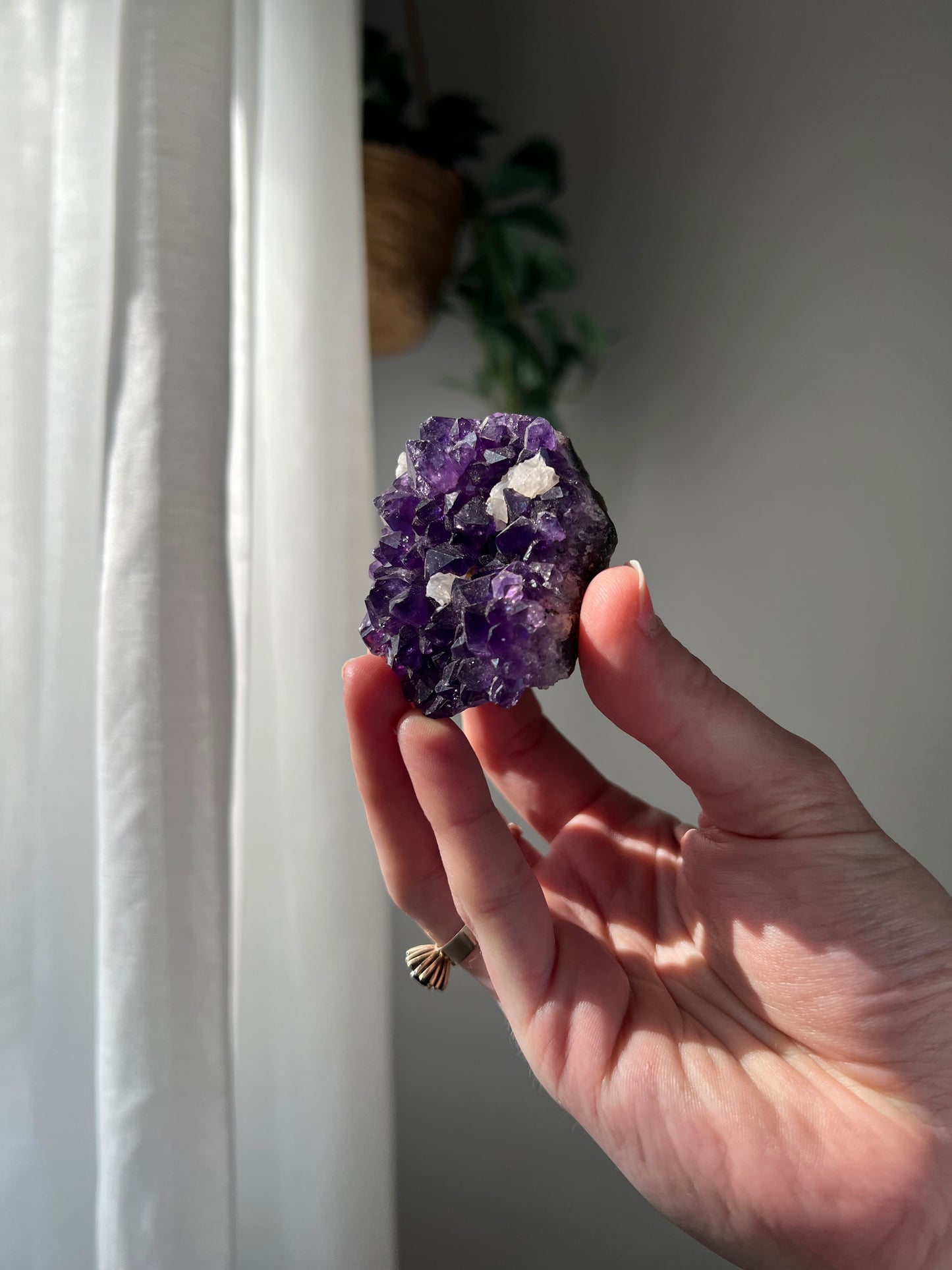 Amethyst Cluster with Calcite from Brazil