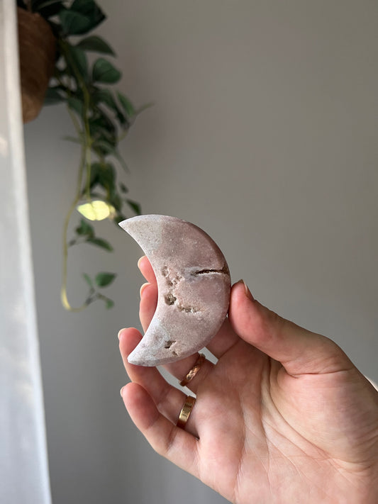 Pink Amethyst crescent moon from Brazil