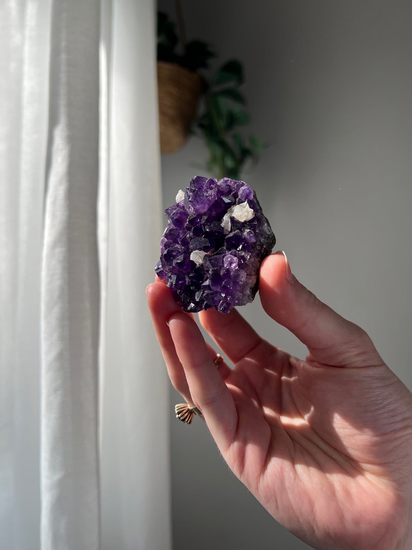 Amethyst Cluster with Calcite from Brazil