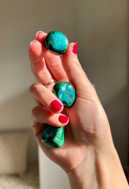 Malachite & Chrysocolla tumbled stone from The Congo