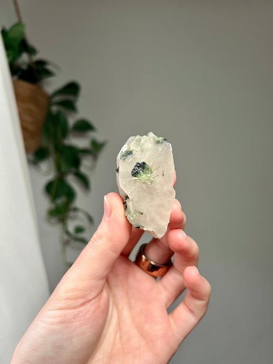 Green Tourmaline on Quartz from Brazil