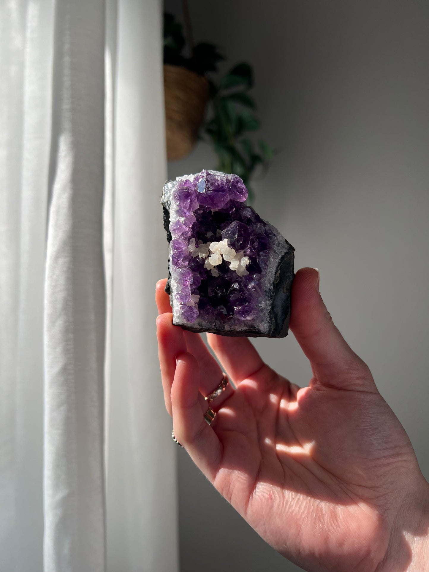 Amethyst Cluster with Calcite from Brazil