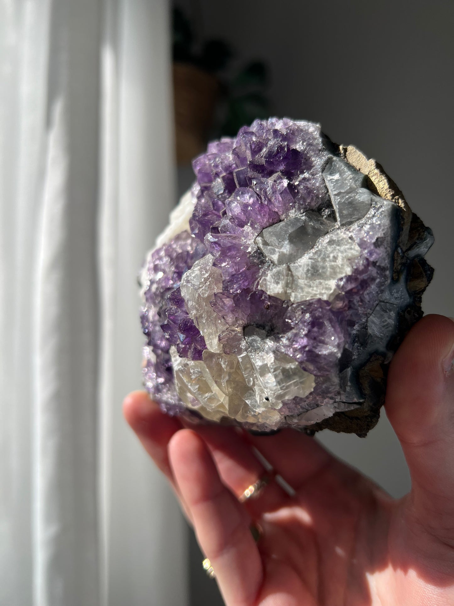 Amethyst Cluster with Calcite from Brazil