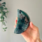 Moss Agate Crescent moon bowl from Brazil