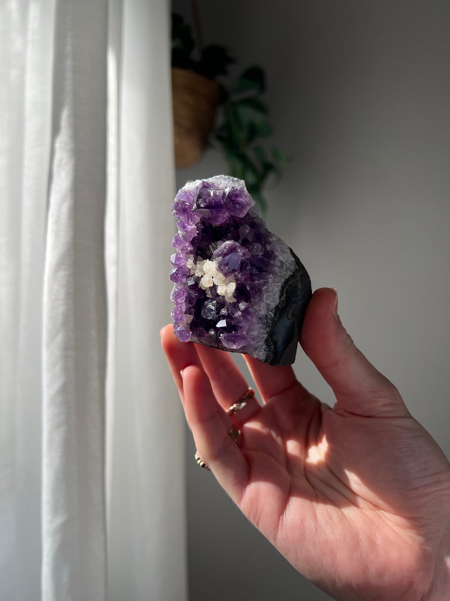 Amethyst Cluster with Calcite from Brazil