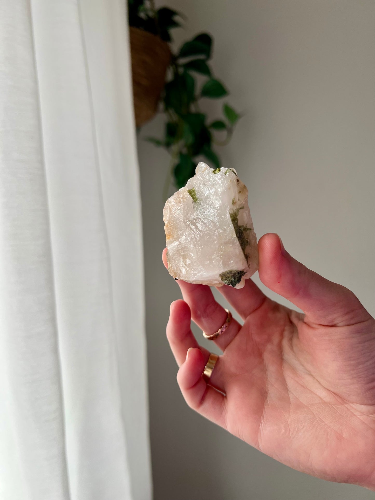 Green Tourmaline on Quartz from Brazil