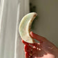 Green Calcite crescent moon bowl from Brazil