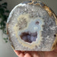 Agate freeform with Amethyst mini cave from Brazil