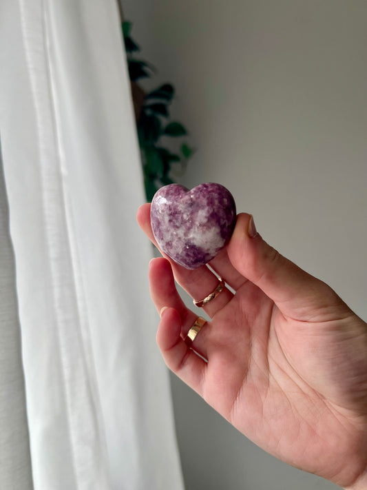 Lepidolite heart from Brazil