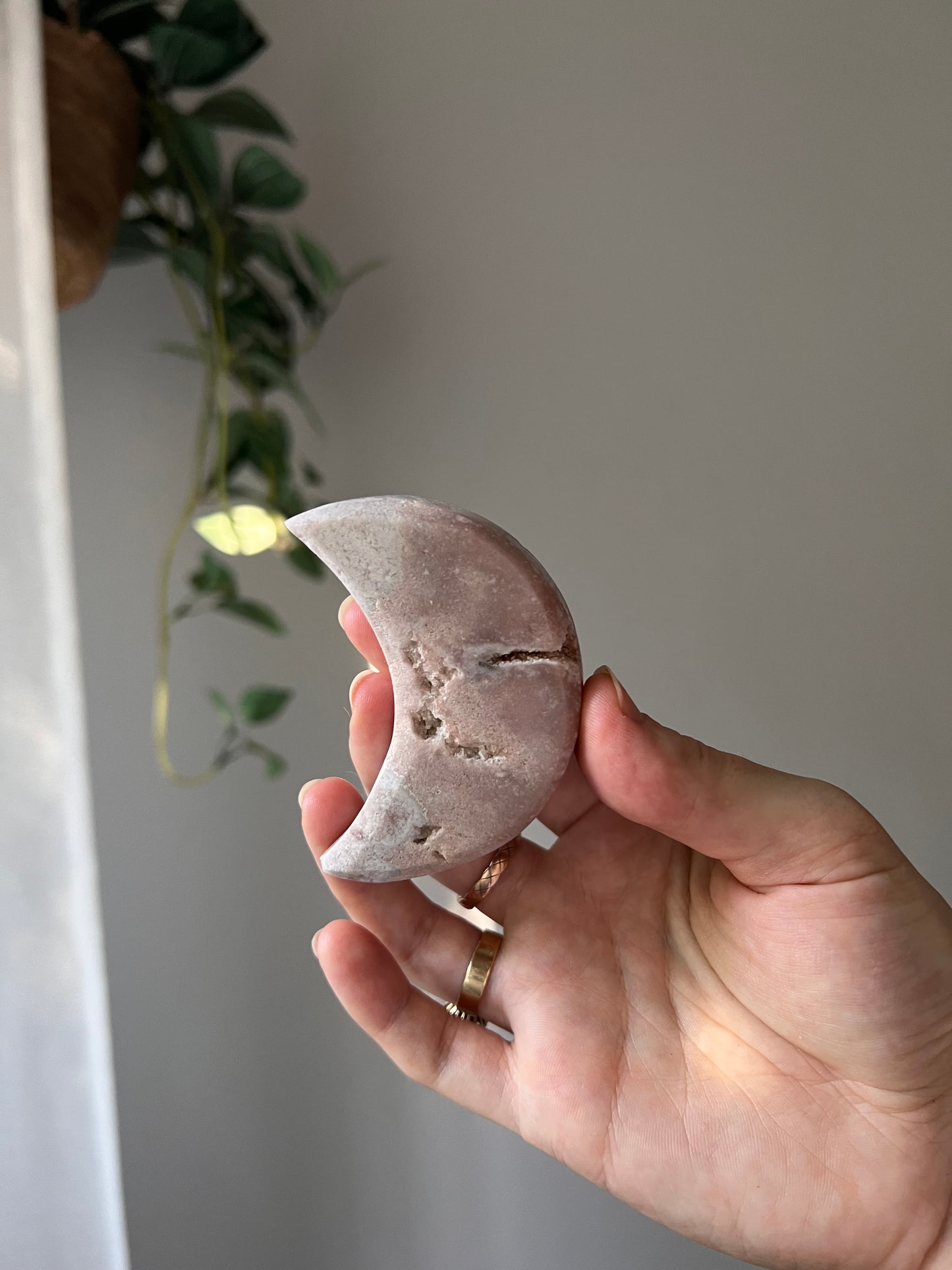 Pink Amethyst crescent moon from Brazil