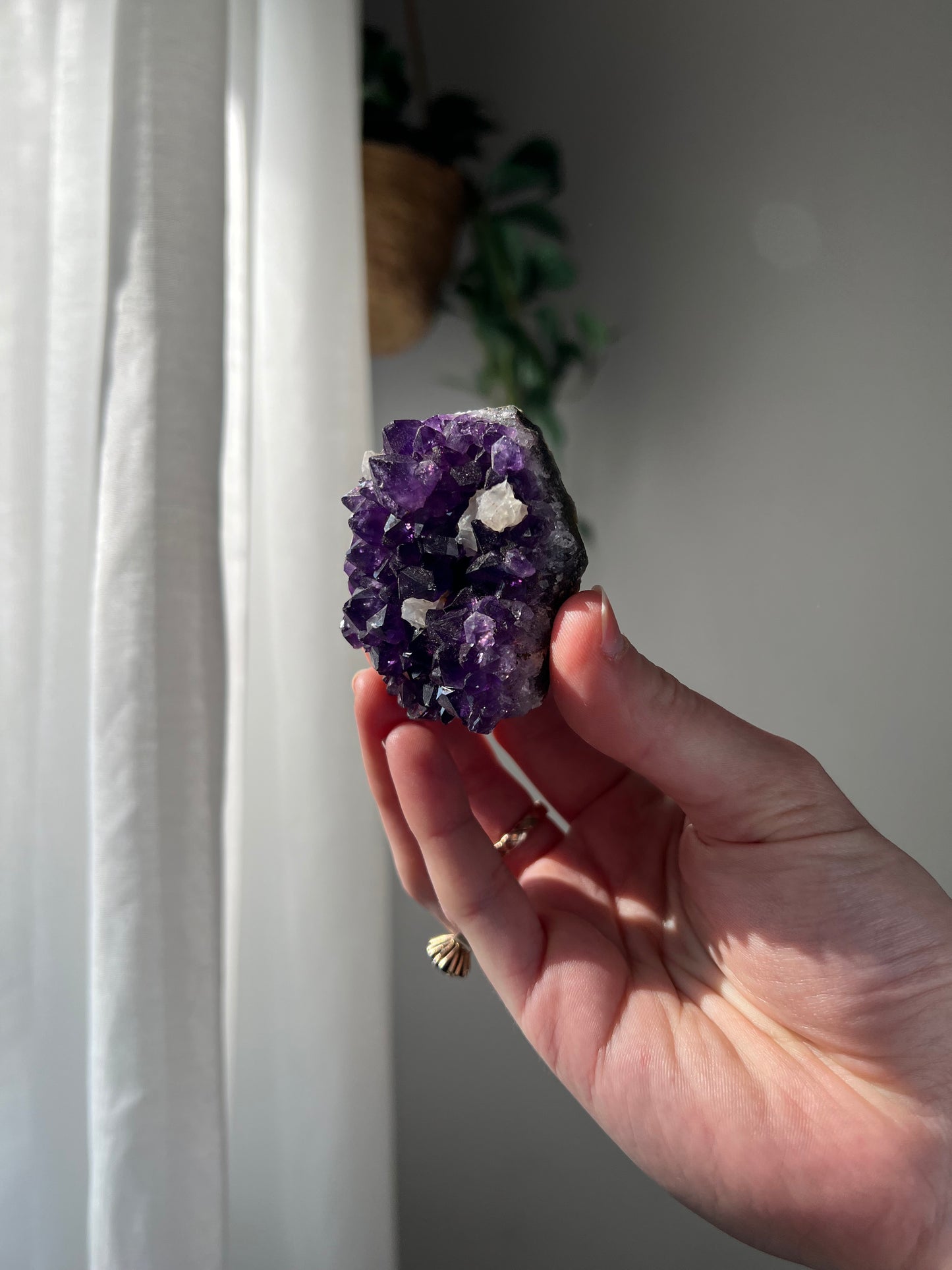 Amethyst Cluster with Calcite from Brazil