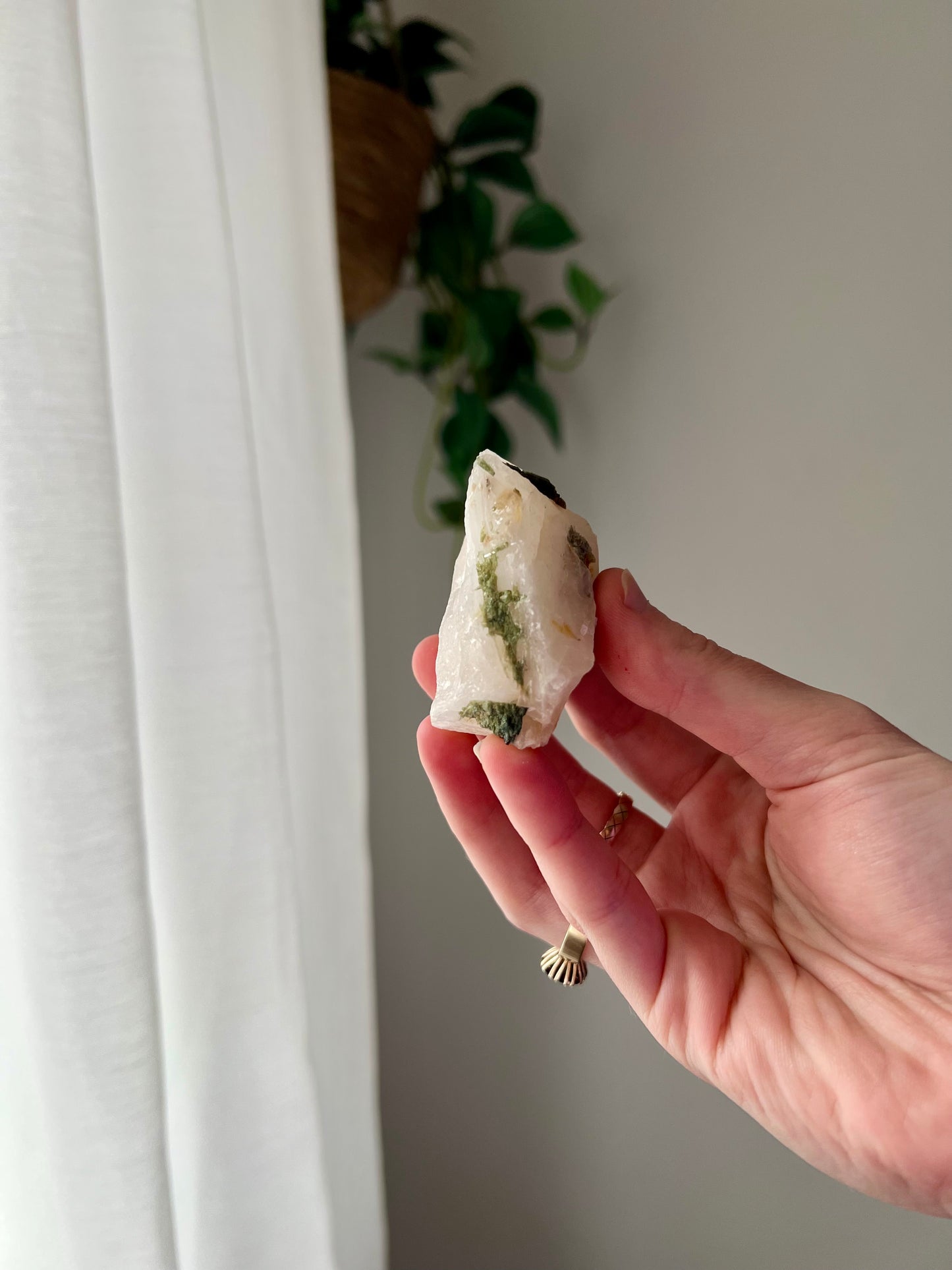Green Tourmaline on Quartz from Brazil