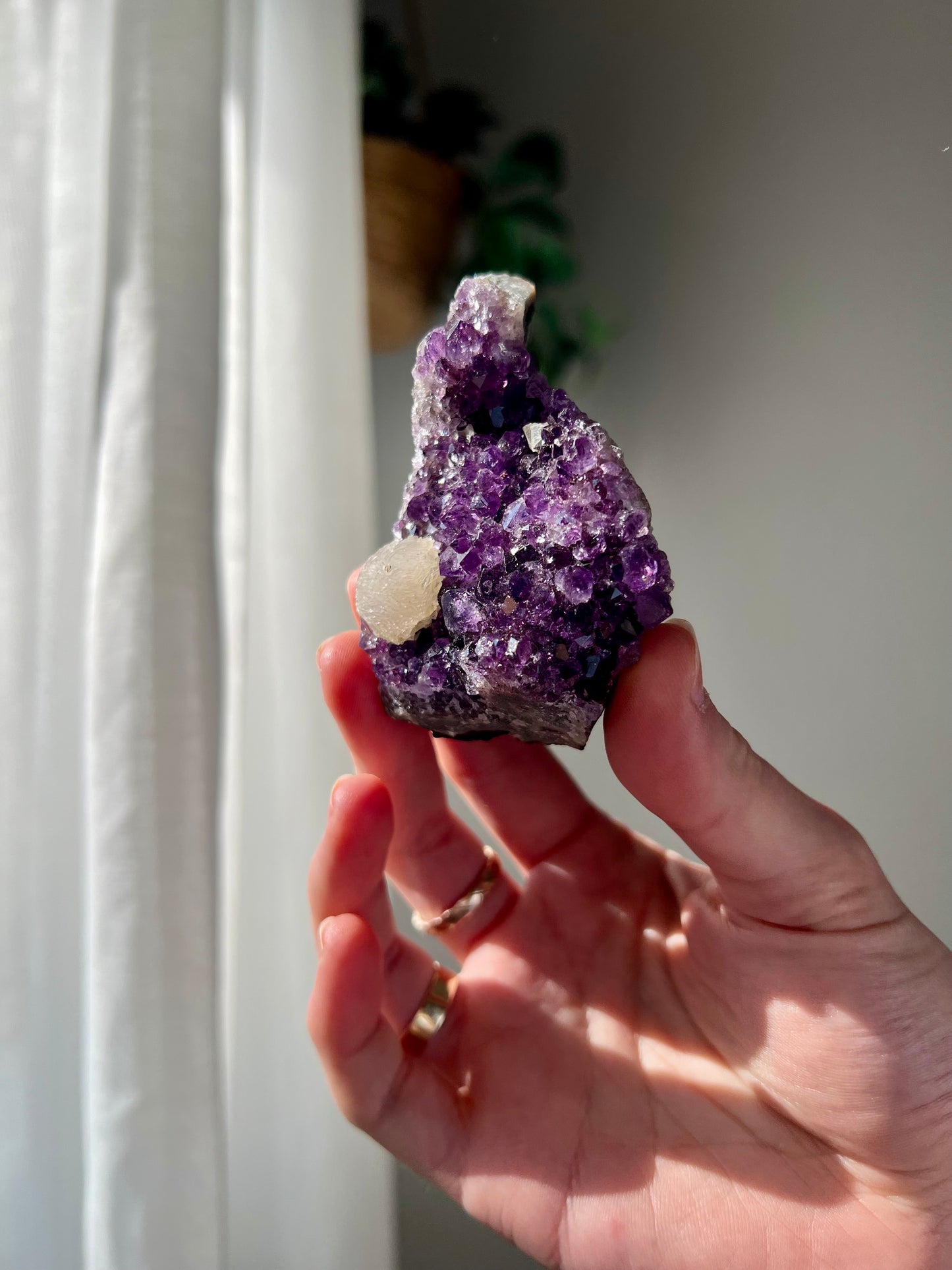 Amethyst Cluster with Calcite from Brazil
