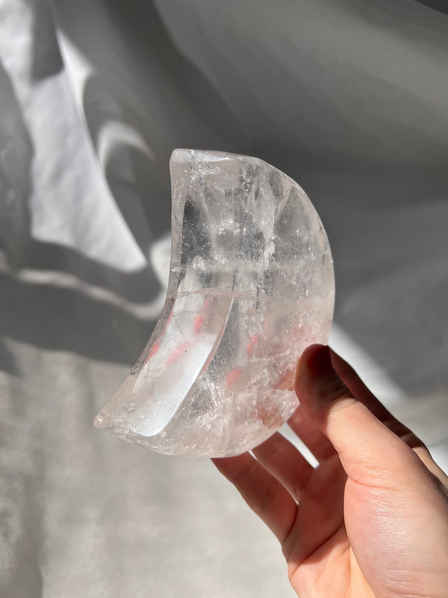 Clear Quartz crescent moon bowl from Brazil