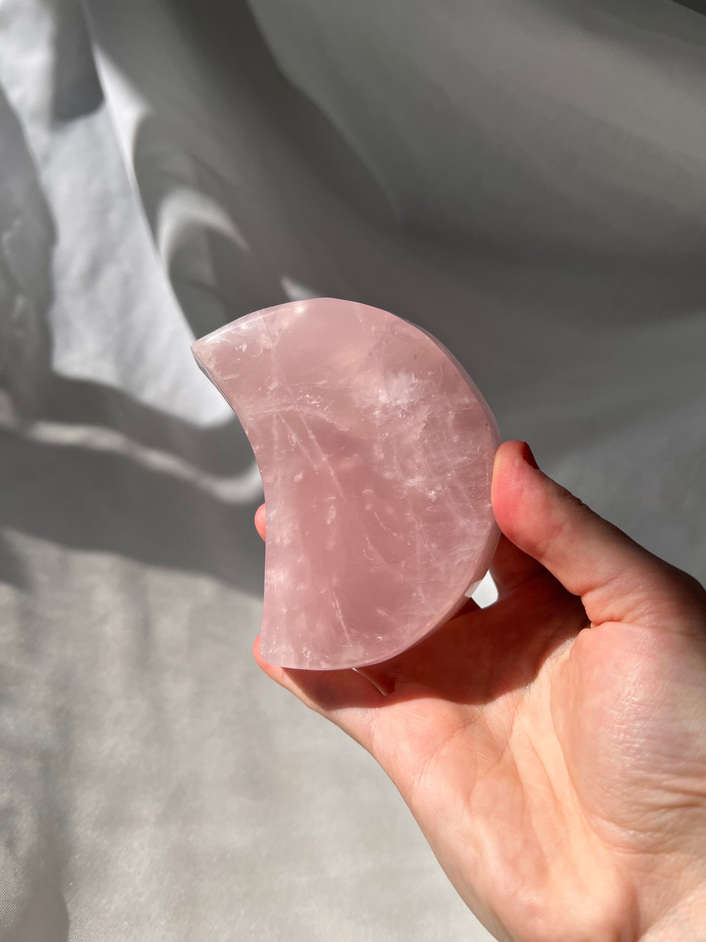 Rose Quartz crescent moon bowl from Brazil