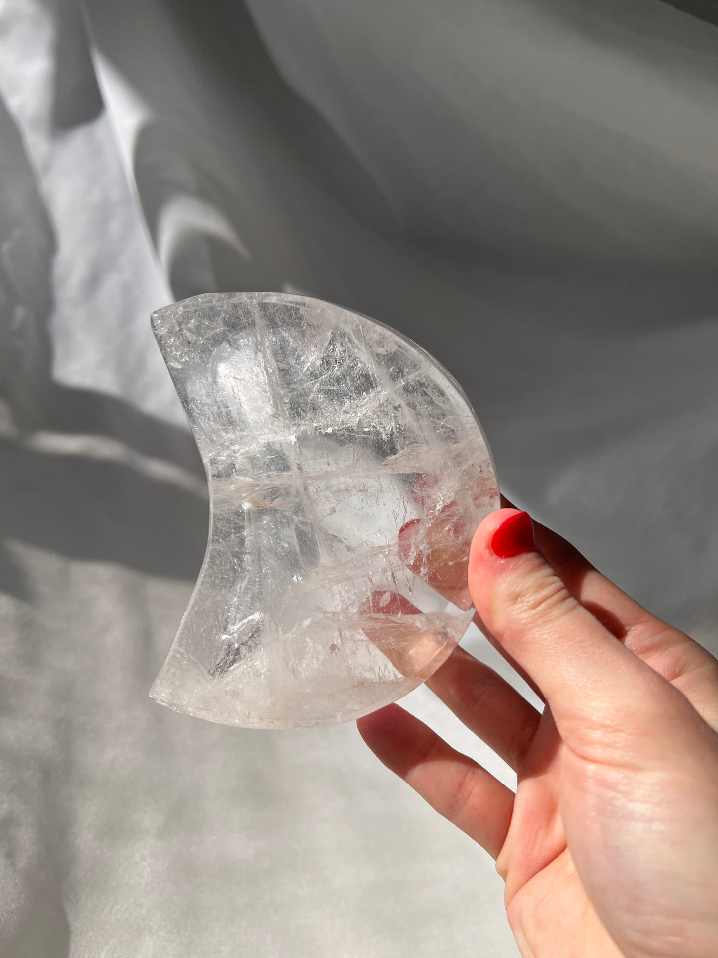 Clear Quartz crescent moon bowl from Brazil