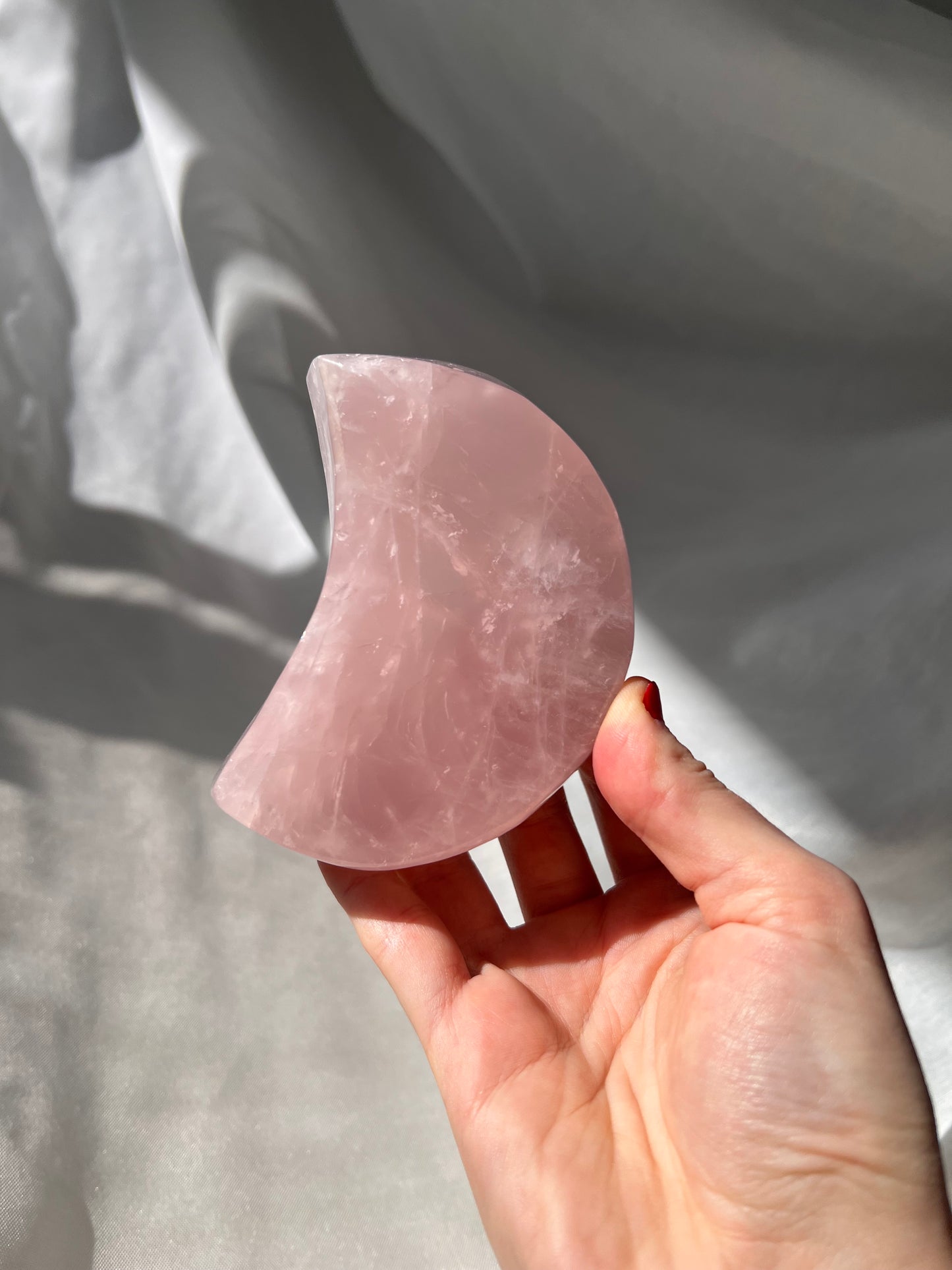 Rose Quartz crescent moon bowl from Brazil
