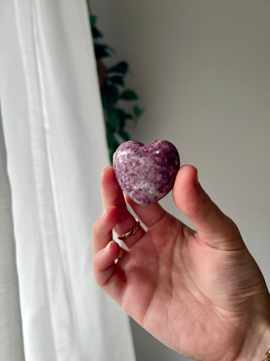 Lepidolite heart from Brazil