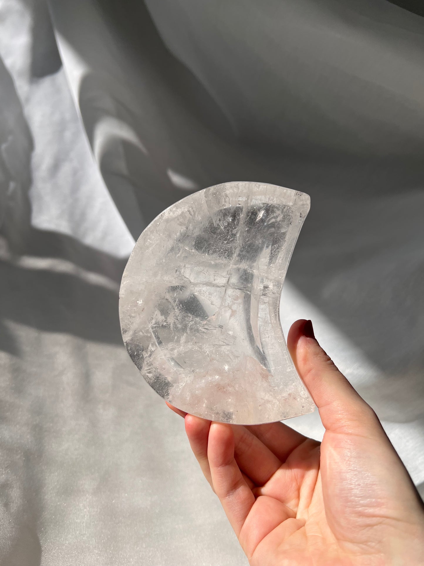 Clear Quartz crescent moon bowl from Brazil