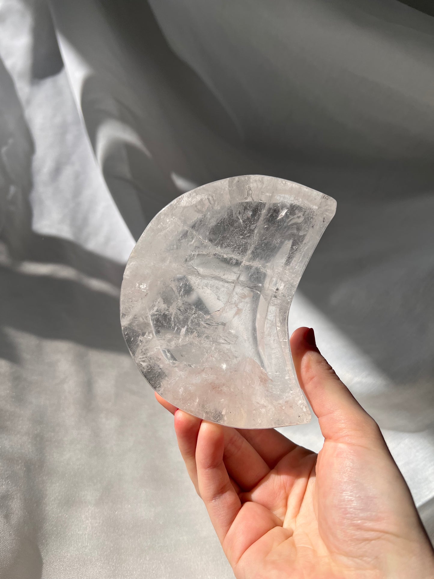 Clear Quartz crescent moon bowl from Brazil