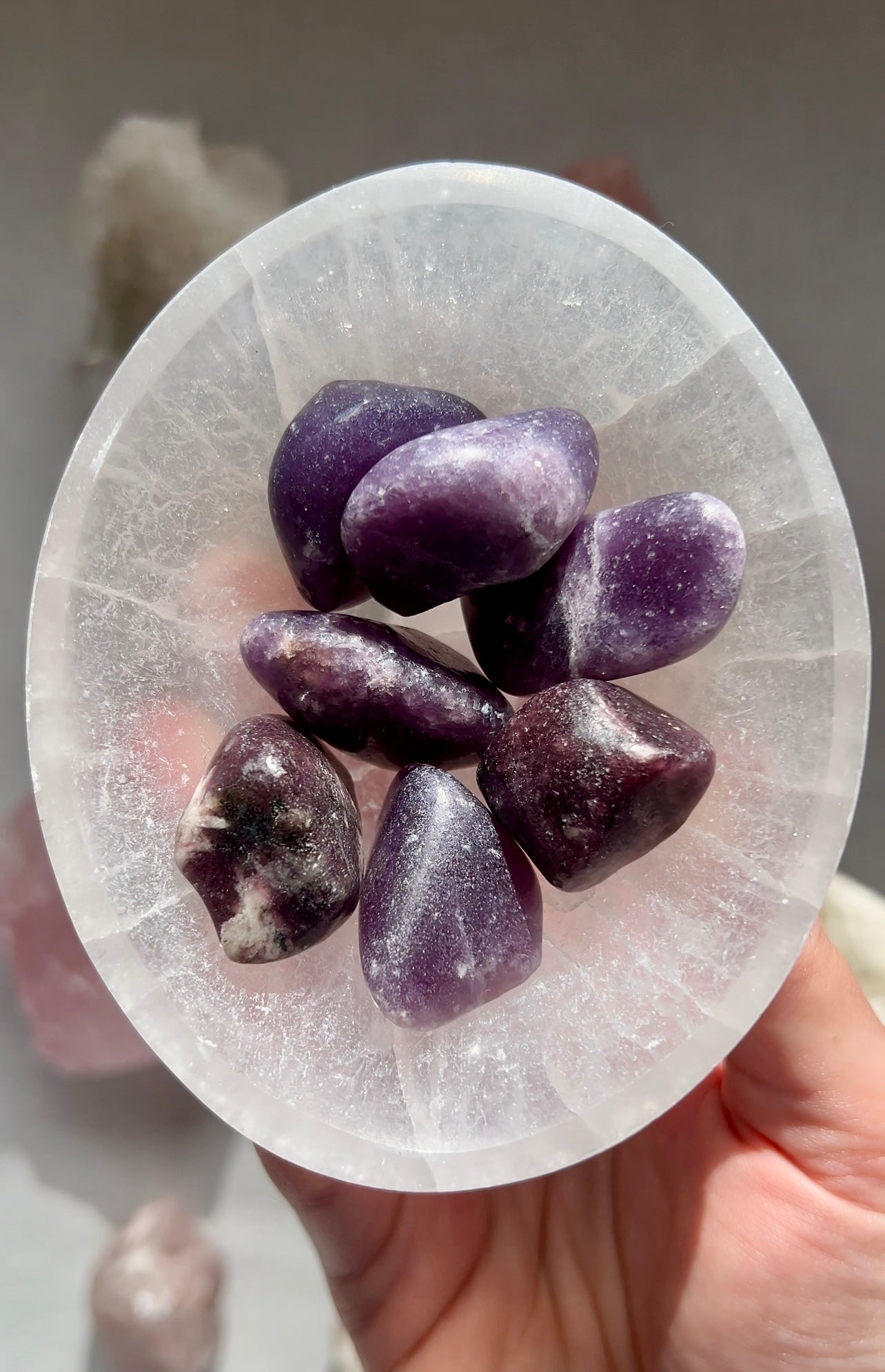 Lepidolite tumbled stone from Brazil