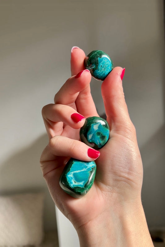 Malachite & Chrysocolla tumbled stone from The Congo