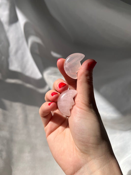 Rose Quartz mini crescent moon carving from Brazil